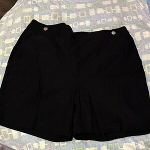 Rafaella Black Tailored Pull-On Skort with Button Accents